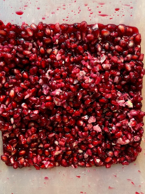 Fresh pomegranate seeds, ready for the glass