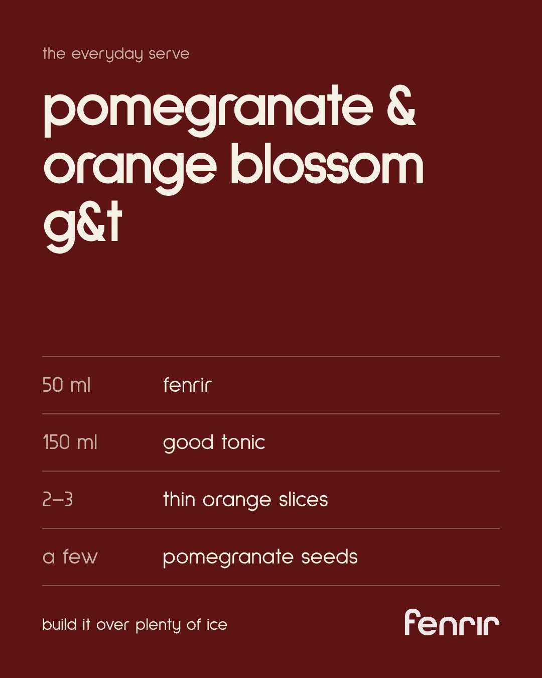 Post: recipe for the pomegranate and orange blossom gin and tonic