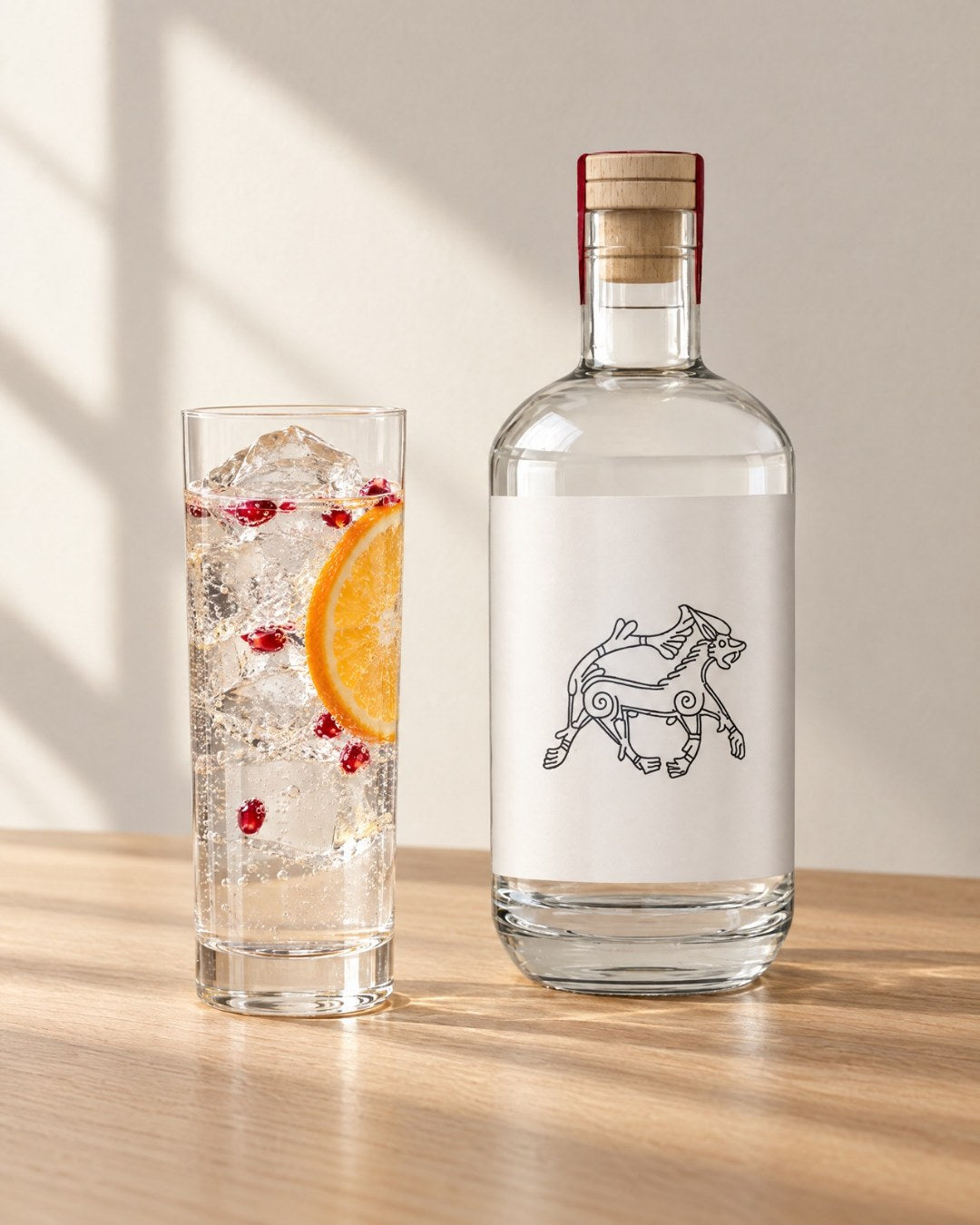 Post: a Fenrir gin and tonic with orange and pomegranate