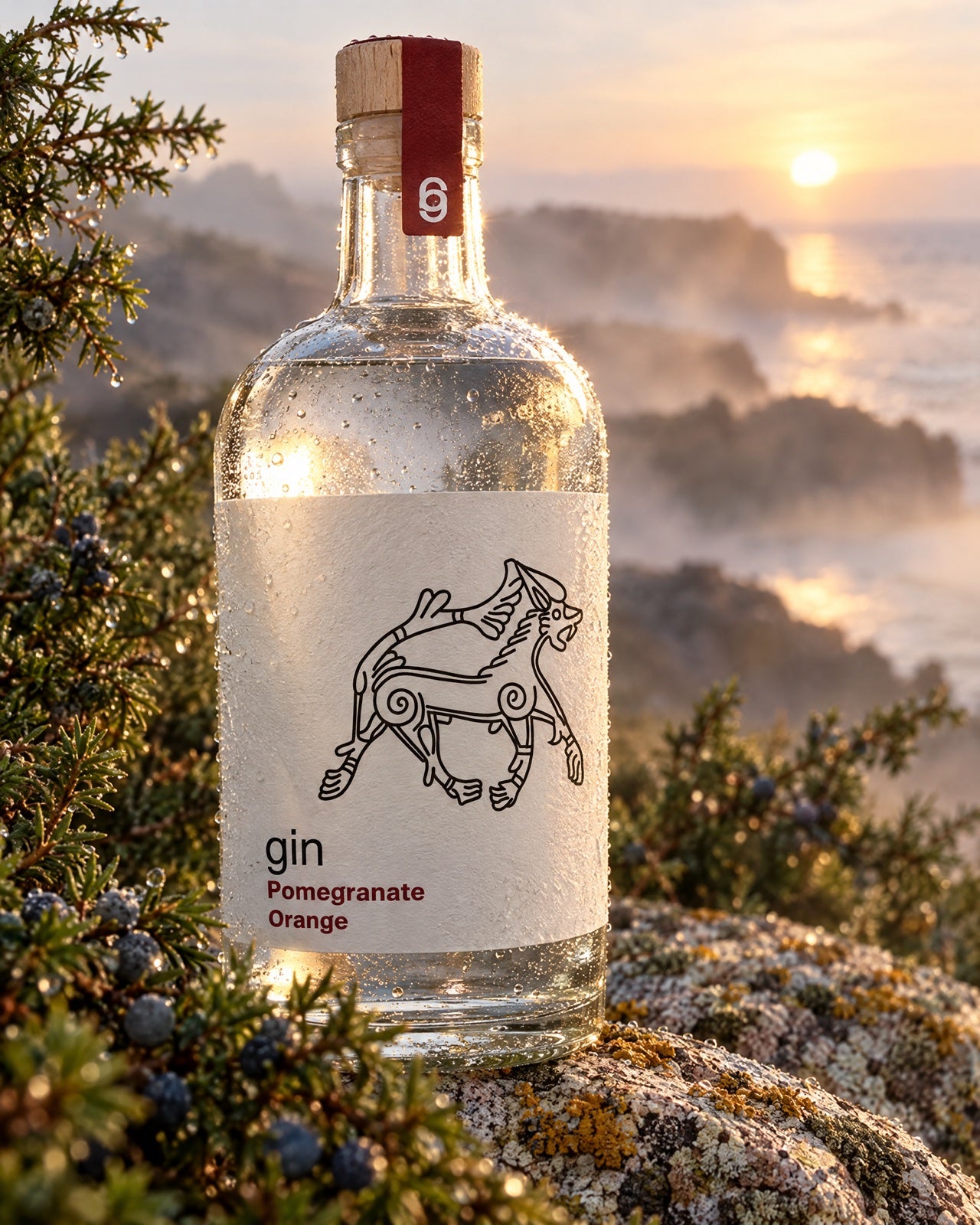 The Fenrir label at dawn on the Bornholm coast, among wild juniper