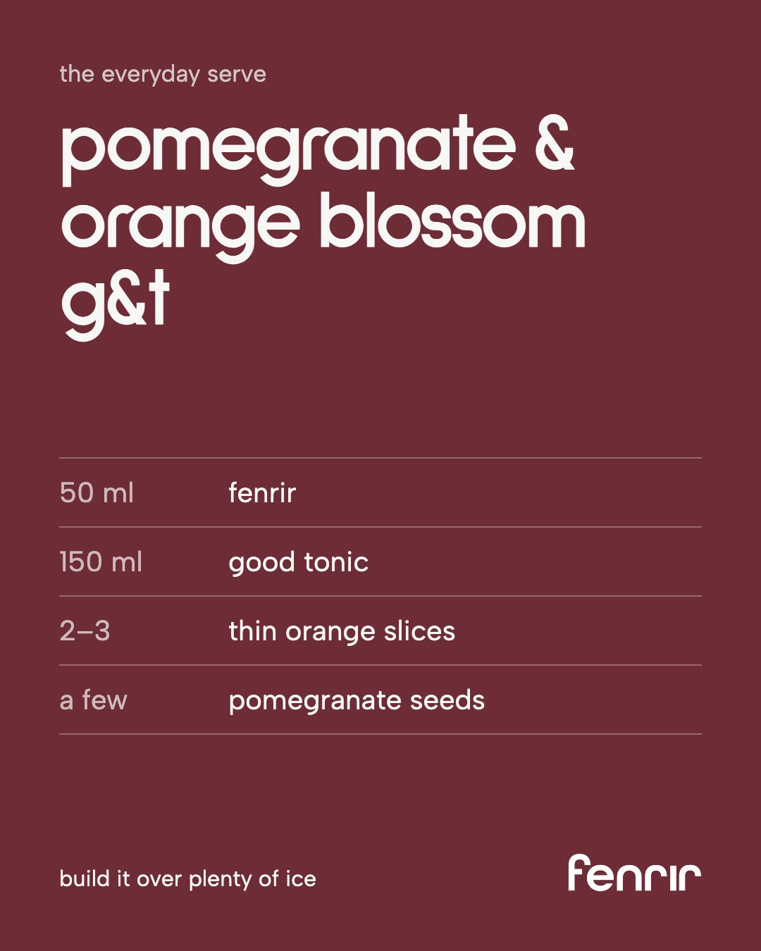 Post: recipe for the pomegranate and orange blossom gin and tonic